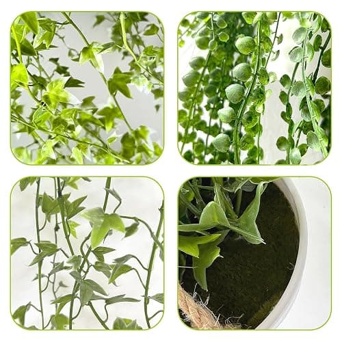 PENGYEE 3 Packs 37" Fake Hanging Plants with White Pots for Wall Decor | Artificial Mandala Vine, Indoor/Outdoor Use, for Home Bathroom Bedroom Office Decor, Easy to Clean, Lifelike Appearance thumbnail 4