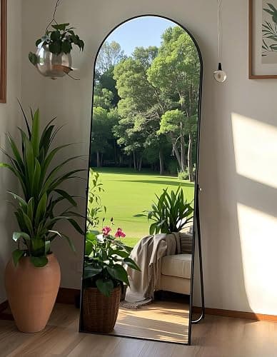 58"x19"Floor Mirror Full Length,Arched Full Length Mirror with Stand,Full Body Mirror,Hanging or Large Leaning for Bedroom Living Room Black thumbnail 9