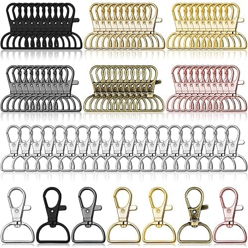 Swivel Clasp Hooks, Anezus 80Pcs Key Chain Clip Hooks, D Ring Clip Lanyard Hardware for Keychain Making, Lanyard Making, Purse Hardware, DIY Craft (3/4” Inside Width) - Image 1