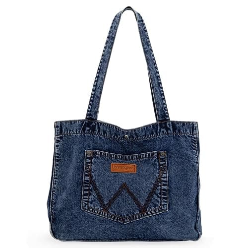 Montana West Wrangler Denim Tote Bag for Women Large Purses for Work Travel Everyday - Image 1