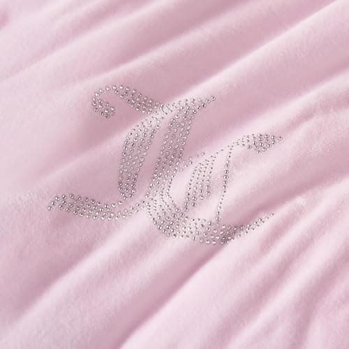 Juicy Couture Marshmallow Pink Velour Twin/Twin XL Comforter Set with Decorative Pillows - 4 Piece Luxury Bedding Ensemble thumbnail 4