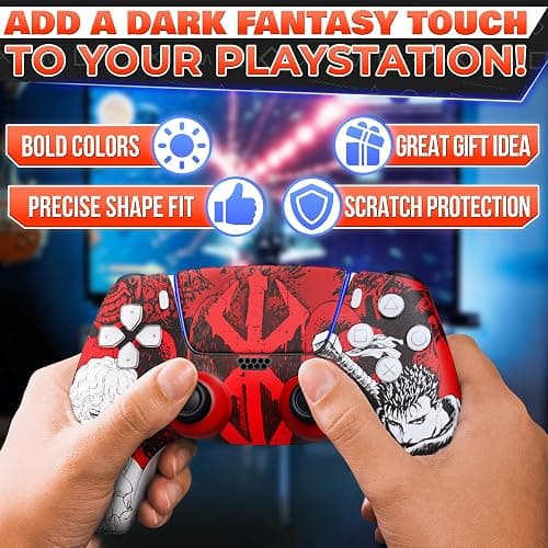 PS5 Slim Skin Anime with PS5 Controller Skin Anime Style Set - Dark/Red Warrior HD Print with Matte Finish, Cool Design & Precise Fit - Scratch-Resistant PlayStation 5 Skins for Console & Controllers thumbnail 4