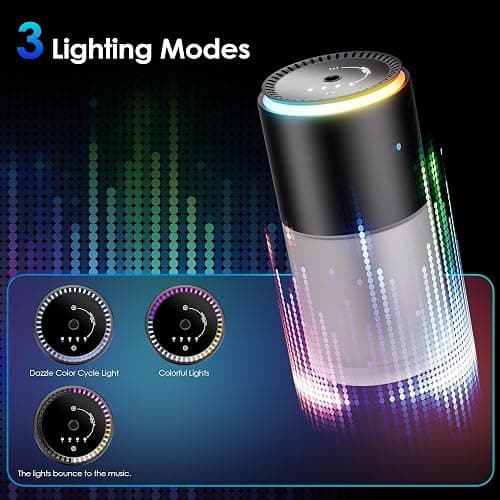 Klomsuw Car Air Freshener,Smart Car Air Freshener, Car Diffuser with 150 ML (5oz) Capacity Multi-fragrance,RGB Music Syncing Light, Auto On/Off (Lavender) thumbnail 7