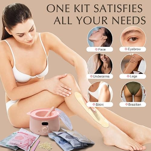 KOTAMU Wax Warmer, Waxing Kit for Women Men Hair Removal, Digital Waxing Machine for Face Eyebrow Bikini Brazilian Leg Body &Sensitive Skin, Pink Wax Kit With 44 Accessories for Home Salon Use thumbnail 4