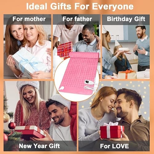 Heating Pad,Electric Heating Pads,Heating Pad for Back,Pink,40x20 Inch | Heating Pads for Shoulder,Neck,Abdomen,Knee,Arms,Legs,Heat Pad for Birthday Father Mother Gift Women Men,6 Heat Settings thumbnail 7