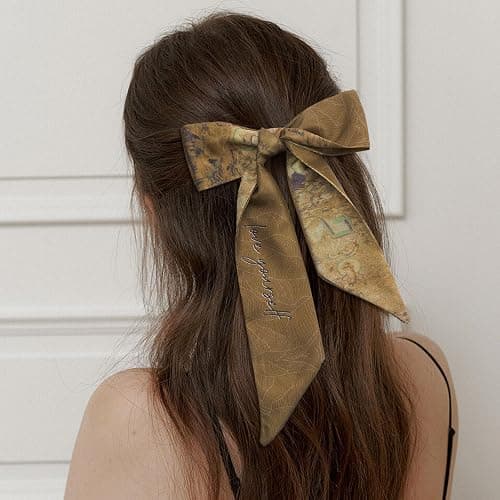 QIUTIMIY 4 Pack Purse Scarf Handbags Skinny Twill Hair Scarves Narrow Neck Scarf Band Women Fashion Accessories Bag Charms thumbnail 5