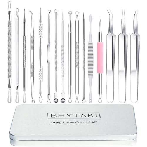 Blackhead Remover Tools, 16 PCS Pimple Popper Tool Kit, Acne Blackhead Tools for Blemish, 410 Premium Professional Stainless Acne Pimple Extractor Tool with Metal Box - Image 1