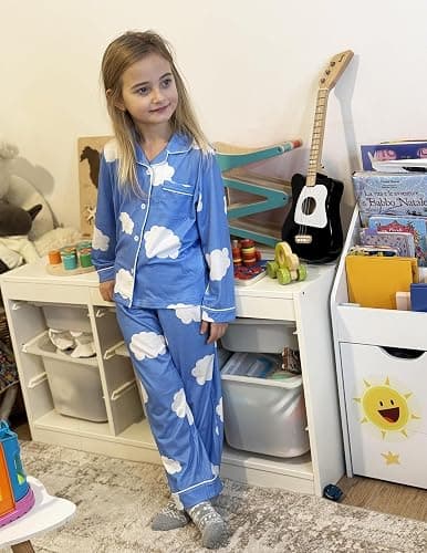 Arshiner Pajamas Set for Girls Plaid Long Sleeve Lounge Set Button Down Pj Sets thumbnail 4
