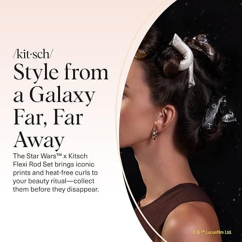 Kitsch x Star Wars Satin Heatless Hair Curler – Soft Hair Curlers to Sleep In for Heatless Curls Overnight – Overnight Blowout Rods for Women – Hair Styling Tools – Light Side vs Dark Side, 6pc Set thumbnail 7