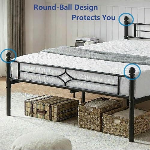 Susalt Metal Bed Frame Queen Size - 14 Inch Platform Bed Frame with Headboard/Heavy Duty Sturdy Mattress Foundation/No Box Spring Needed/Easy Assembly, Black, Queen thumbnail 6
