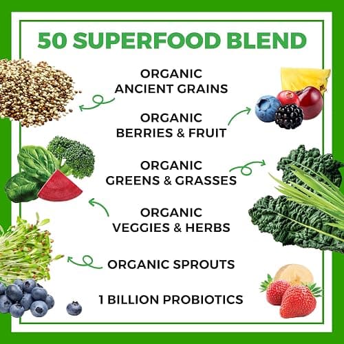 Orgain Organic Greens Powder + 50 Superfoods, Original - 1 Billion Probiotics for Digestive Health, Antioxidants, Vegan, Plant-Based, Gluten-Free, Non-GMO, Green Juice & Smoothie Drink Mix - 0.62lb thumbnail 4