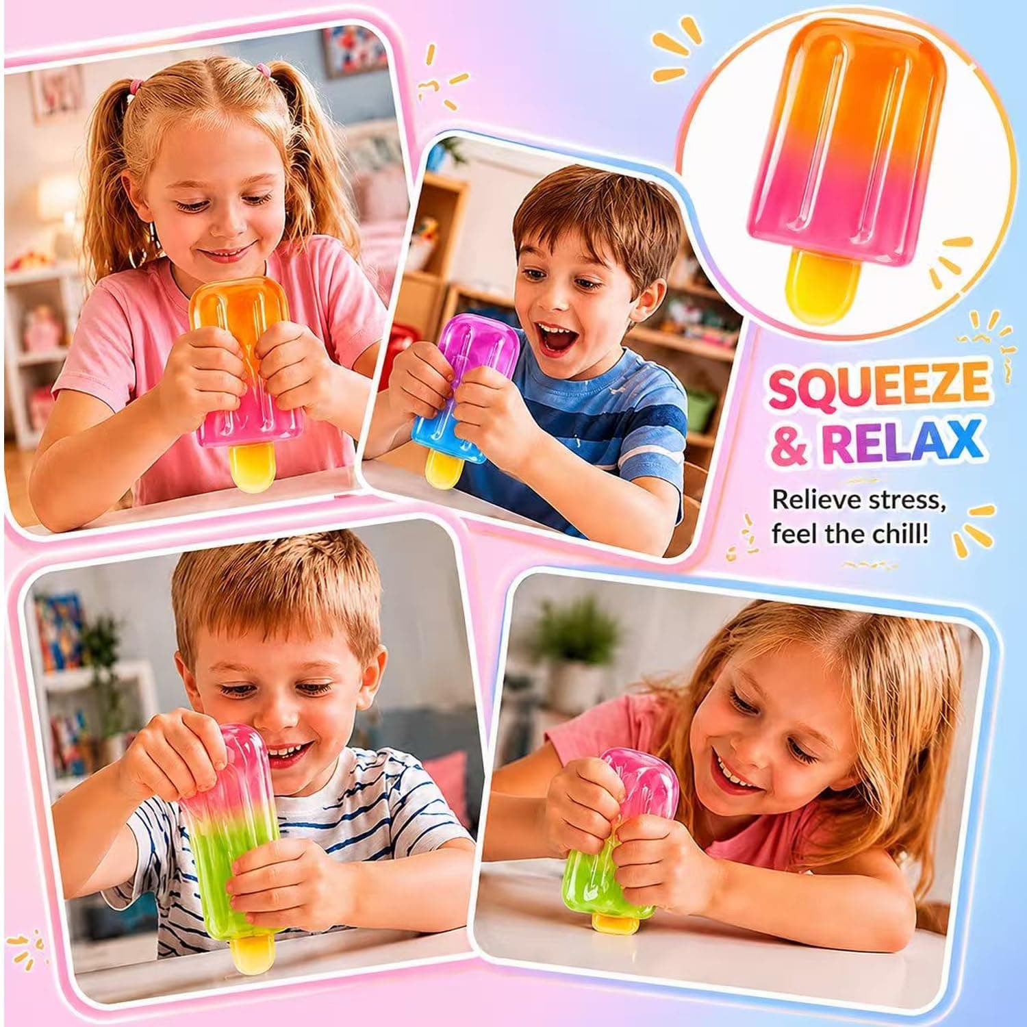 3-Pack Ice Cream Squeeze Squishy, Summer Sensory Stress Relief Squeeze Squishy, Realistic Ice Cream Squishy Toy, Party Favors for Anxiety Relief for Everyone thumbnail 3