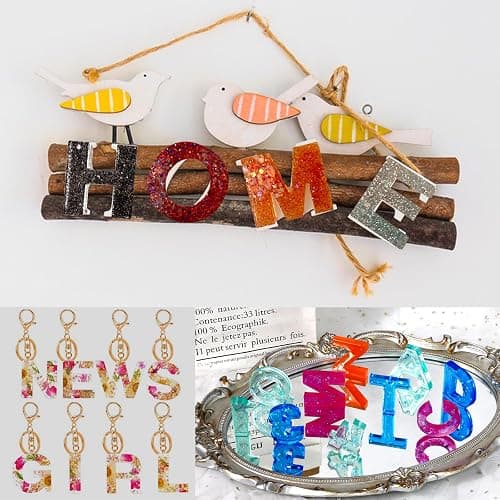 ZQYSING Alphabet Molds, Large Reversed Letter Number Alphabet Silicone Molds with Hole for Epoxy Resin Casting Keychain Jewelry Pendant Gift Making thumbnail 6