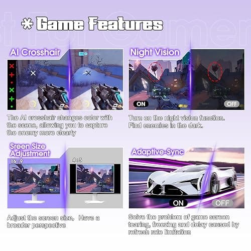 Amzfast 27" White Gaming Monitor, WQHD 2560x1440 200Hz Fast IPS 1ms HDR400 | 130% sRGB, 8bit+FRC, Adaptive Sync, TÜV Eye Care, HDMI 2.0x2, DP 1.4x2, VESA 100x100 – AMZG27F6Q for Competitive & 3A Gaming thumbnail 6