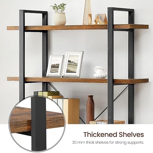 VASAGLE Bookshelf, 5-Tier Industrial Stable Bookcase, Storage Rack, Standing Shelf, Easy Assembly, Living Room, Bedroom, Office, Rustic Brown and Black LLS55BX thumbnail 5