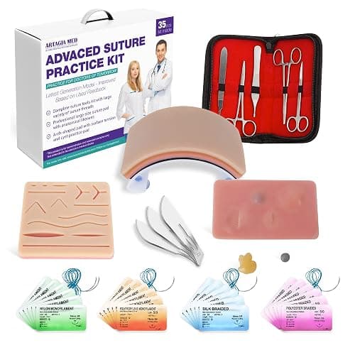 Advanced Practice Kit for Medical Students (35 Pcs) – Latest Generation of Most Complete Model, Including: Tool Kit with Variety of Suture Threads, 3 Top Quality Suture Pads (Education Only) - Image 1