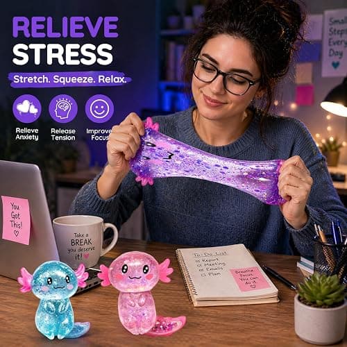 Axolotl Squishy Glitter Stress Relief Toy, Slow Rising Squishy (Pink) | Relief Squishy Toys, Slow Rising Squishy Toys, Fidget Toys for Kids Youth Adult, Salamander Gift for Party Birthday Christmas thumbnail 6