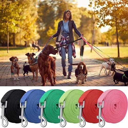 12 Pieces Long Training Leash for Dogs Bulk Nylon Puppy Chain Leash for Small Medium Large Dogs 3/4 Inch Puppy Traction Rope for Training Playing Camping Backyard (5 Feet) thumbnail 5