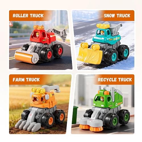 iPlay, iLearn Stunt Construction Trucks for Toddlers 1-3, Baby Friction Car | Kids Pull Back Push Go Vehicle Set, Boys Digger Roller Dump Truck, Birthday Gift for 12 18 Months, 2 3 4 5 One Yrs Girl Child thumbnail 7