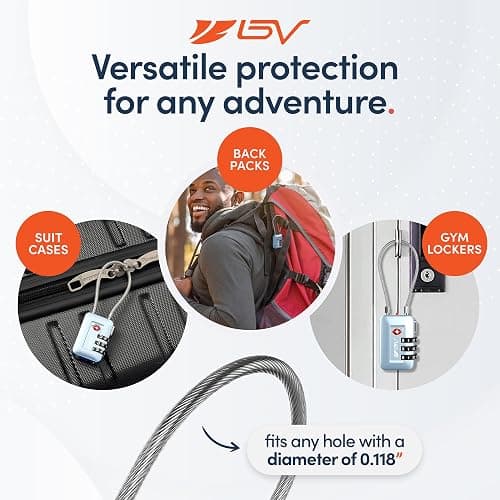 BV TSA Approved Locks, no Key to Lose. Luggage Locks TSA Approved for School, Gym, Suitcase, Baggage and More. TSA Locks for Luggage & Backpack, Luggage Lock, Travel Lock, TSA Lock, Suitcase Locks - Black 4 Pack thumbnail 5