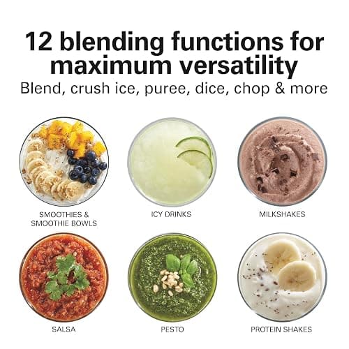 Hamilton Beach Power Elite Wave Action Blender For Smoothies, 40 Oz Glass Jar, 12 Functions Including Puree, Crush Ice, 700 Watts - Black (58148A) thumbnail 6