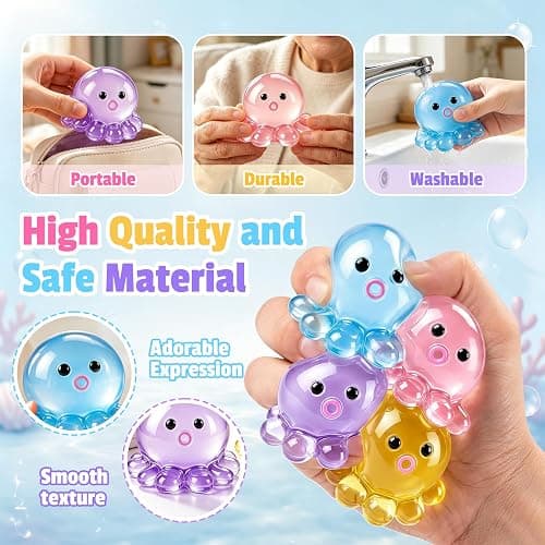 4 Pack Octopus Squishy Stress Balls Slow Rising Anxiety Relief Toys Cute Soft Squeeze Toys for Classroom Prize Birthday Party Favors thumbnail 3