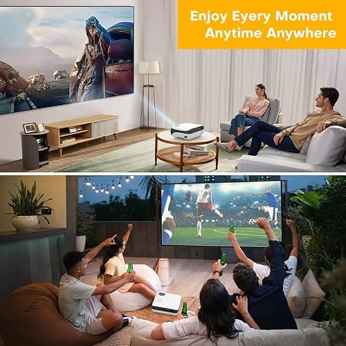 Videoprojecteur, projecteur Bluetooth natif 1080P avec écran 100", Mini projecteur 4K pour la Maison, la Chambre à Coucher, Compatible avec Smartphone, HDMI, USB, AV, Fire Stick, PS5 thumbnail 5