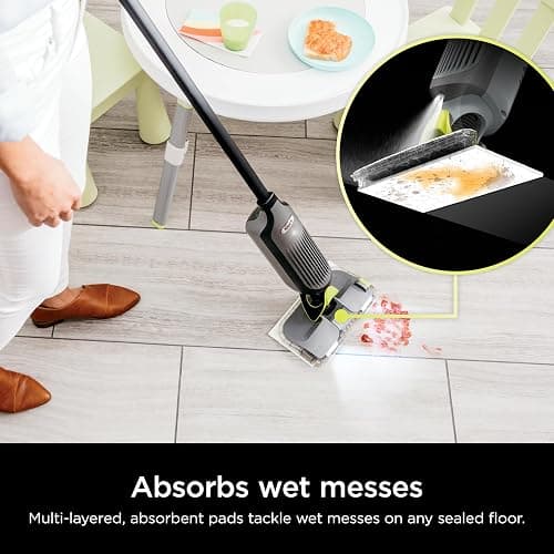 Shark VACMOP Cordless Hard Floor Cleaner, Vacuum and Spray Mop, Powerful Suction, Lightweight, LED Headlights, Includes 4 Disposable Pads, 12oz Multi-Surface Cleaning Solution, Gray, VM252 thumbnail 5