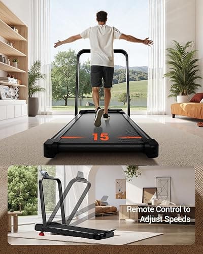3-in-1 Walking Pad with 15% Incline, Portable Under Desk Treadmill, Foldable Treadmills for Home and Office, 2.5 HP Quiet Walking Pad Treadmill with 300 LBS Capacity thumbnail 4