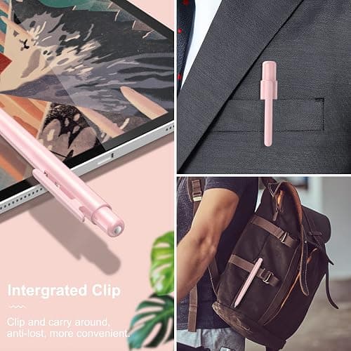 MoKo Protective Case Compatible with Apple Pencil Pro, Apple Pencil 2nd Generation, Retractable Protective Case for Apple Pencil with Clip, Apple Pencil PC Cover, Double-Tap Stand, Light Pink thumbnail 7