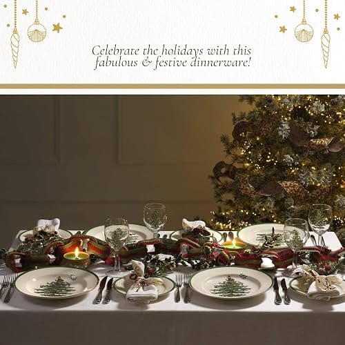 Spode Christmas Tree Oval Rim Dish (12.5" x 8.75") Festive Deep Baking Pan for Serving Vegetables, Roast Dinner, Casseroles - Fine Porcelain, Microwave, Freezer, Dishwasher Safe thumbnail 5