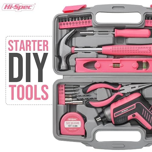 Hi-Spec 35pc Pink Tool Kit with 3.6V USB Electric Screwdriver and Drill Set. Complete Women Tool Set - 3.6V - Pink 1 thumbnail 4