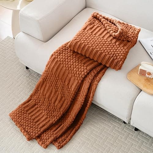Rust Throw Blanket - Soft & Fluffy Fleece, Cute & Aesthetic, Perfect for Sofa, Couch, Chair, Bed, Living Room & Bedroom, All-Season Use, Plush & Cozy Decorative Blanket thumbnail 4