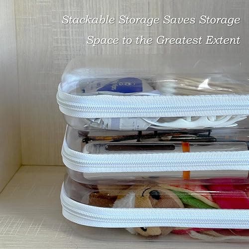 Gberlczz Clear Hard Zipper Case for Storage, Durable Clear Zipper Pouches, Hard Plastic Zippered Pouch for Snacks Toy Travel Organizer thumbnail 3