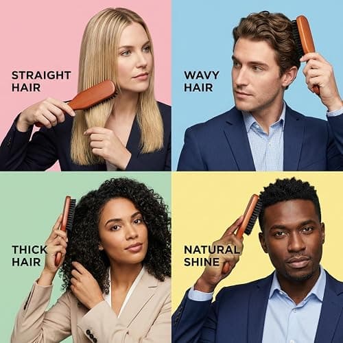 Goody Smoothing Hairbrush with Natural Boar Bristles for Frizz Control, Flyaway Control, Smooth Shiny Finish, Wooden Styling Brush for All Hair Types thumbnail 7
