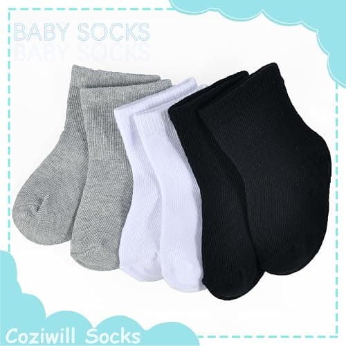 Baby Socks Infant White Crew Socks Baby Girls Soft Newborn Dress Sock Boys Baptism 0-12 Months 10 Pack thumbnail 6