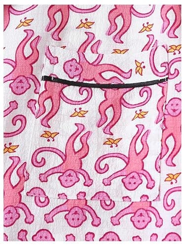 WDIRARA Women's Two Piece Animal Print Short Sleeve Button Shirt and Elastic Waist Shorts Pajama Set - Small - Pink Multicolor thumbnail 5