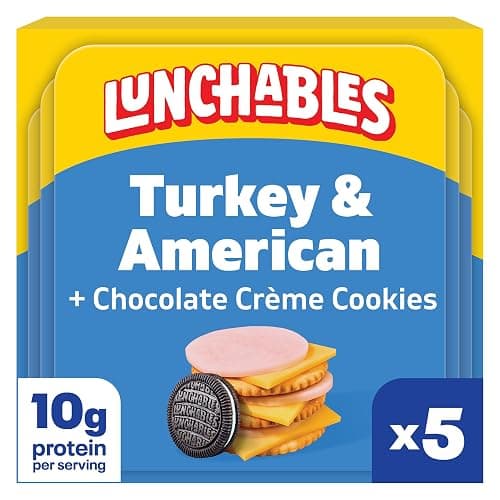 Lunchables, 5 ct, Turkey & American with Choc Creme Cookies, 3.2 oz Trays | 10g Protein per Serving, No Prep Needed, Convenient Grab-and-Go Lunch & Protein Snacks for Kids, One Serving Tray - Image 1