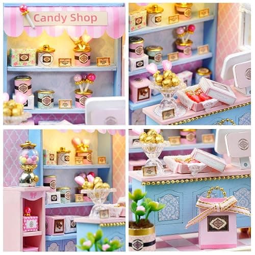 CUTEROOM DIY Doll House Miniature Furniture Wooden House Kit with Dust Cover & LED Light and Accessories - New Three Styles QT Series Dollhouse (QT045) thumbnail 5