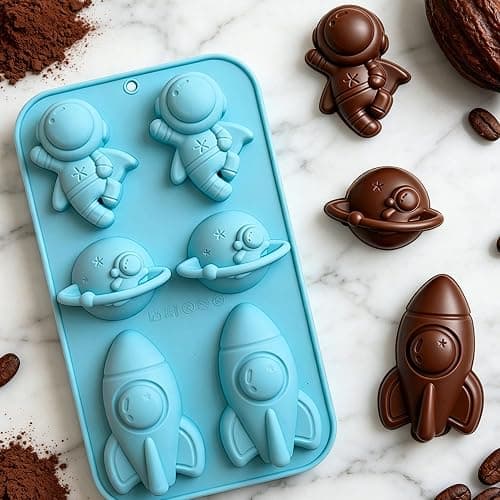 Ysqool Space Themed Silicone Mold, Astronaut Rocket Planet Fondant Mold, Chocolate Candy Molds, Epoxy Resin Soap Clay Mould for Baking Cake Decorating, Cupcake Toppers, Mousse, Gummy, DIY Crafts thumbnail 5