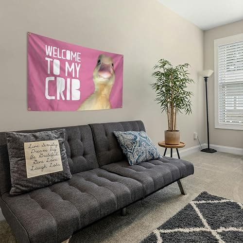 Welcome To My Crib Flag 3x5 Ft Pink Funny Flag with Brass Grommets for Man Cave College Dorm Bedroom Gift Home Decor thumbnail 5