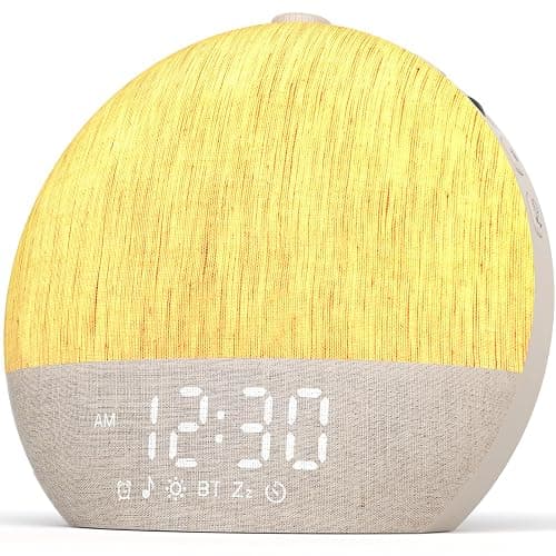 LIORQUE Sunrise Alarm Clock, Digital Alarm Clocks Bedside, Wake up Light with White Noise for Heavy Sleepers, 30 Sleep Sounds, Sleep Timer, Adjustable Volume & Brightness,Screen Free Design, Bluetooth - Image 1