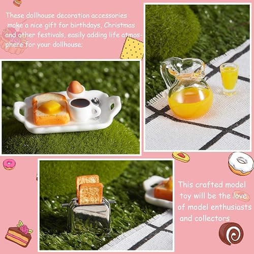 Dollhouse Accessories Decoration 1:12/1:6 Dollhouse Miniature Scene Model Mini Kitchen Accessories Set Scene Breakfast Bulk Pretend Toy DIY Birthday Gift Decor(Juice, Butter, Bread Machine Set) thumbnail 4