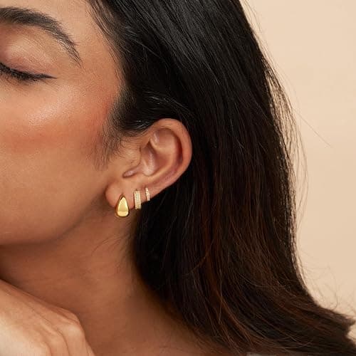 VIROMY Gold Hoop Earrings Set for Women Trendy, 14K Gold Plated Lightweight Small Gold/Silver Hoop Earrings for Women Chunky Open Hoops Earrings Jewelry Gifts thumbnail 4