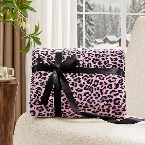 BEDELITE Pink Leopard Twin Size Blanket – Soft & Cozy Cheetah Blanket for Couch, Bed & Sofa, Lightweight Fleece Animal Print Decor, 60"x 80", Pink thumbnail 5