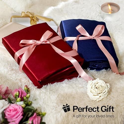 MR&HM Satin Bed Sheets, Full Size Sheets Set, 4 Pcs Silky Bedding Set with 15 Inches Deep Pocket for Mattress (Full, White) thumbnail 8