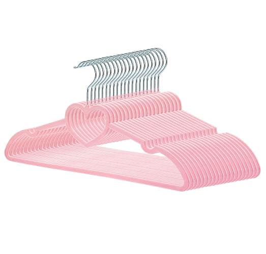 JIUXCF Velvet Hangers 20 Pack, 16" Non Slip Adult Hangers, Slim Clothes Hanger with 360 Degree Swivel Hook - Durable & Cute for Coats, Shirts, Dress (Pink) - Image 1