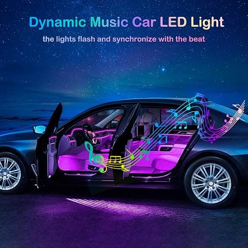 Interior Car LED Strip Lights, RGB 6 in 1 Ambient Lighting Kits with 315 inches Fiber Optic, 16 Million Colors Music Sync USB Car Interior Lights with Wireless APP/Button/RF Remote Control (6 in 1) thumbnail 4