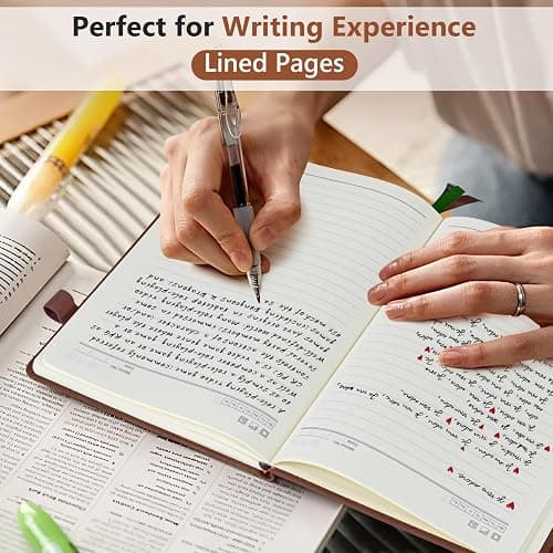 PERCUN Lined Journal Notebook for Men & Women, 160 Pages College Ruled Journal for Writing, A5 Hardcover Leather Notebooks for Work, School, Business, Travel, Daily Diary 5.9" x 8.5" (Brown) thumbnail 3