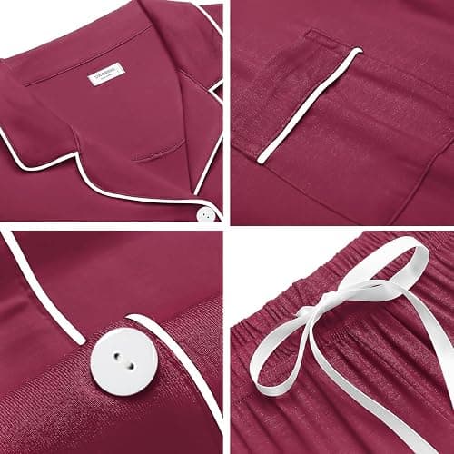 SWOMOG Womens Button Down Pajamas Set Short Sleeve Sleepwear Bride Soft Pj Lounge Sets XS-3XL thumbnail 4